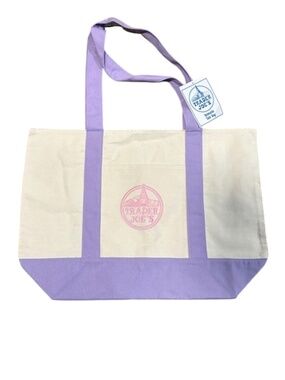 Trader Joe's Large Canvas Tote Lavender/White LIMITED NEW 2026 RELEASE sold out!